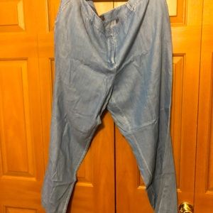 Talbots blue linen denim pant